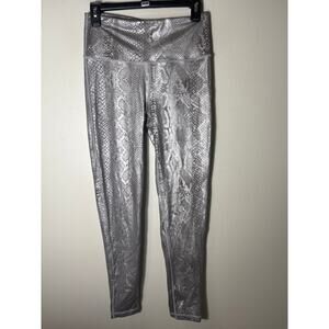 Mono B Silver Snakeskin Athletic Leggings Sz M